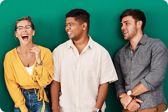 Friends laughing together